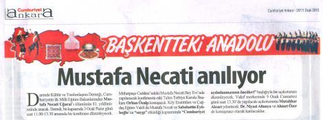  CUMHURİYET ANKARA 1 OCAK 2010 MUSTAFA NECATİ ANILIYOR